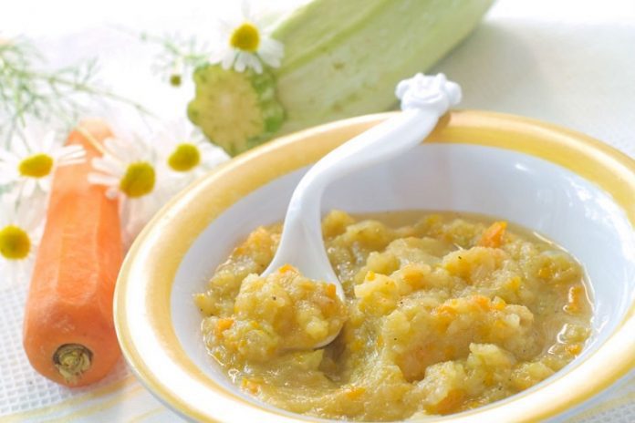 Mash with summer vegetables for babies 6 months and later