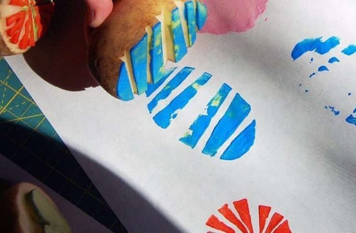 Patates baskı nasıl yapılır How to make potato printing